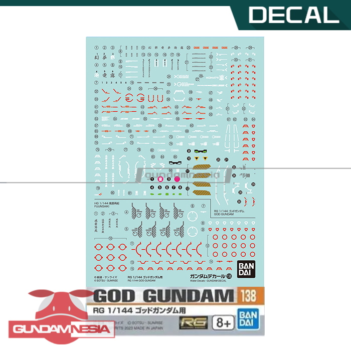 RG God Gundam Bandai Water Decal (GD-138)