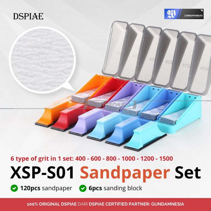 DSPIAE XSP-S01 Composite Adhesive Sandpaper Set Set Papan + Amplas Kertas 120pcs Grit 400 600 800 1000 1200 1500