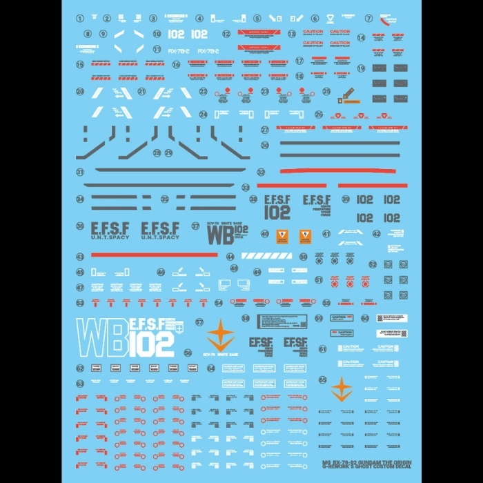 G-REWORK MG RX-78-02 Gundam THE ORIGIN Ver. (decal v2.0) Custom Water Decal
