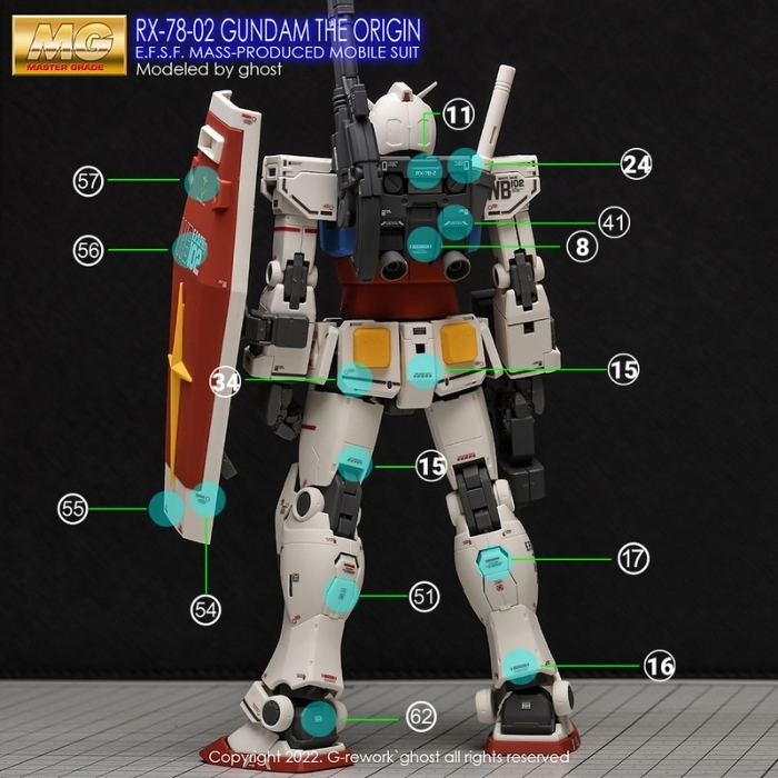 G-REWORK MG RX-78-02 Gundam THE ORIGIN Ver. (decal v2.0) Custom Water Decal